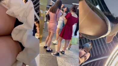 商城偷窥漂亮小姐姐 一次把一起逛街的四闺蜜都抄了裙底 这难度有点高